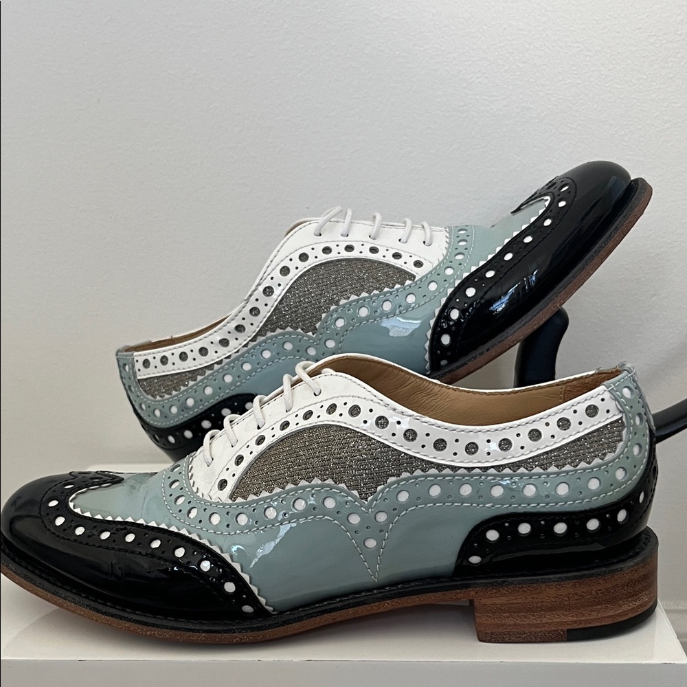 The Office of Angela Scott Patent Leather Wing-tip Shoes